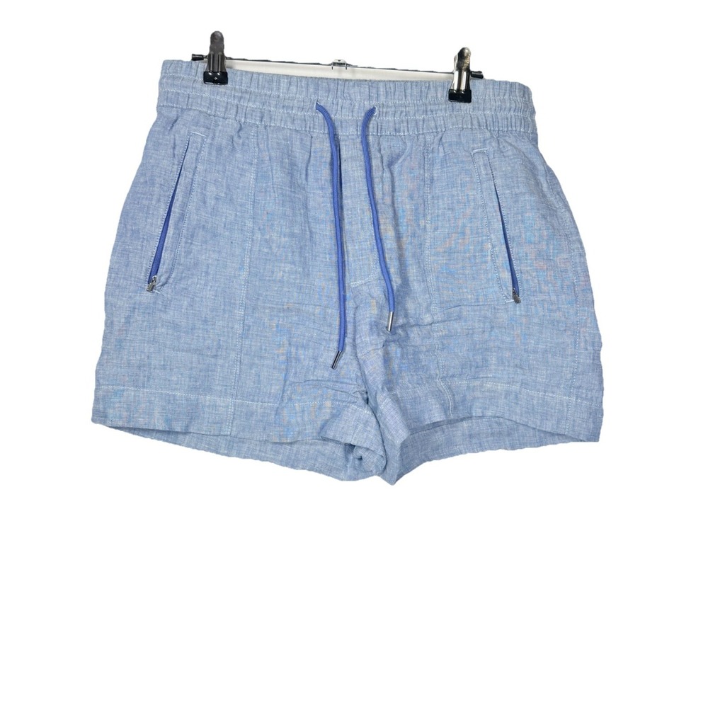 Athleta Retreat 100% Linen Shorts Womens 6 Blue Beach Vacation Resortwear 533545